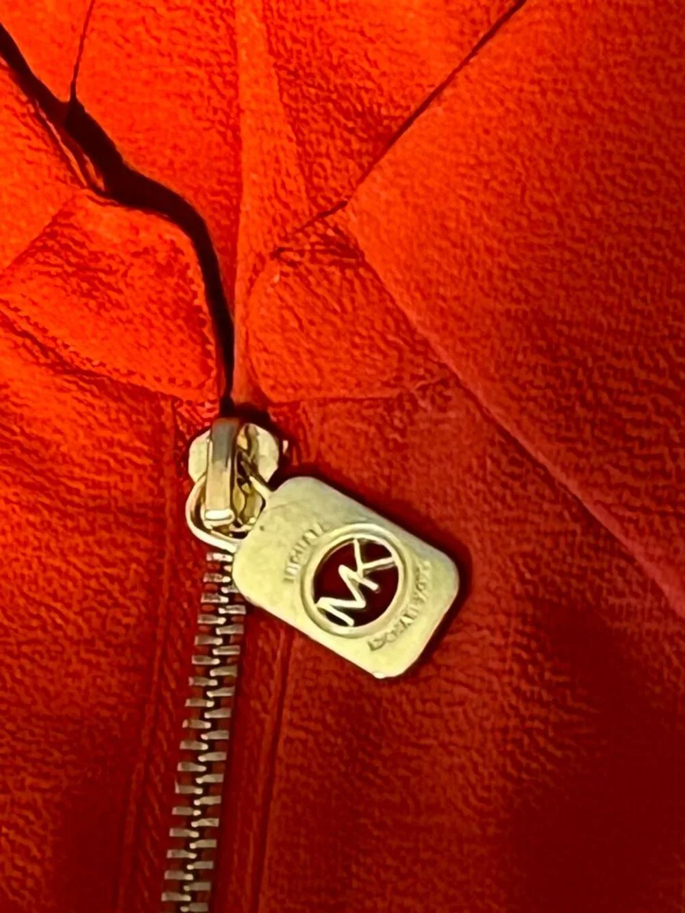 Michael Kors Zip Front Blouse Orange/Red Size M
